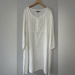 Flax White Linen Tunic Top